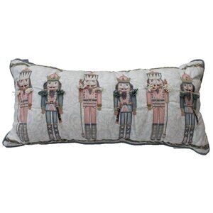 New Nutcracker Soldier Embroidered Pastel Pink Long Christmas Throw PILLOW